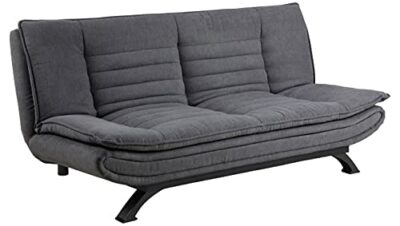 AC Design Furniture Jasper Sofa Bed W: 196 x H: 91 x D: 96 cm, Dark Grey/Black, Fabric/Metal