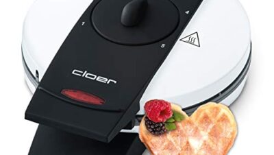 cloer 1621 waffle machine for classic heart-shaped waffles / 930 W / waffle size 15.5 cm / continuously adjustable degree of browning / white, metal