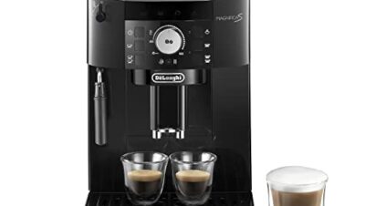 De'Longhi Magnifica S ECAM11.112.B, Fully Automatic Coffee Machine with Milk Frothing Nozzle for Cappuccinos, with Espresso Direct Selection Buttons and Rotary Control, 2 Cup Function, Black