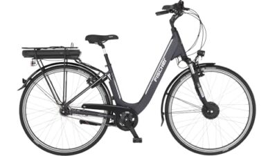 FISCHER E-Bike City, Cita ECU 1401 Electric Bicycle for Men and Women, RH 44 cm, Front Motor 32 Nm, 36 V Battery, Anthracite Matt, 28 Inches