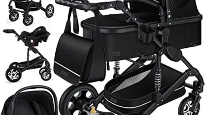 Kesser® Loops 3-in-1 Combination Pram, Complete Set Including Baby Tub & Buggy Sports Seat & Baby Car Seat, Full Rubber Tyres, Changing Bag / Rain Cover / Children's Table Set