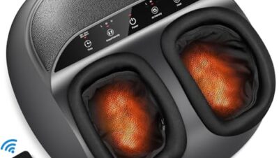 RENPHO Foot Massager, Shiatsu Foot Massage with Heat Function, Kneading, Rolling and Air Compression, Relieves Pain from Plantar Fasciitis and Revives Tired Feet, up to Men's Shoe Size 46, Remote Control.